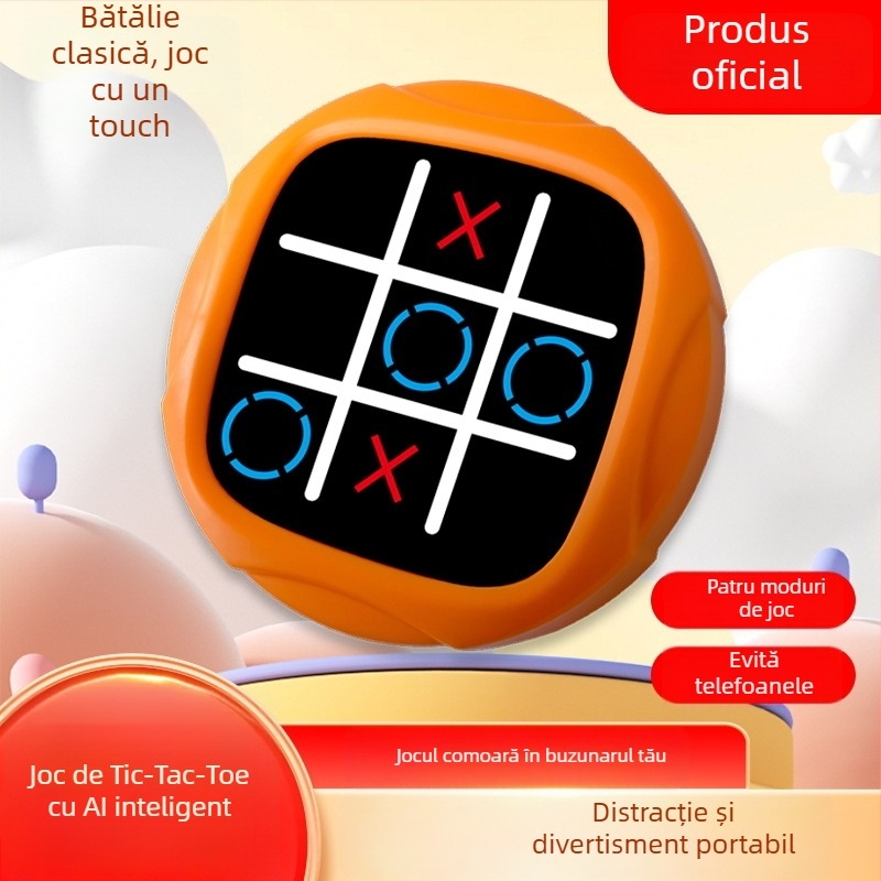 Joc electronic Tic-Tac-Toe — patru în unu, din plastic/PU, pentru copii 7–14 ani, dezvoltare intelectuală, jucărie interactivă