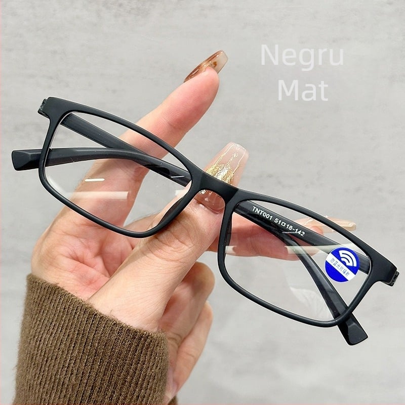 Ochelari de lectură fără metal, TR90 ultra-ușori, rame pătrate cu cadru complet, lentile din rășină, anti-lumină albastră, pentru adulți, primăvara 2023