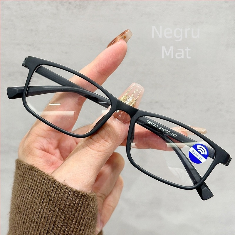 Ochelari de lectură fără metal, TR90 ultra-ușori, rame pătrate cu cadru complet, lentile din rășină, anti-lumină albastră, pentru adulți, primăvara 2023