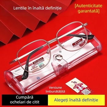 Ochelari de citit Old Man 100, ramă metalică completă, lentile din rășină, asferici, unisex, pentru adulți