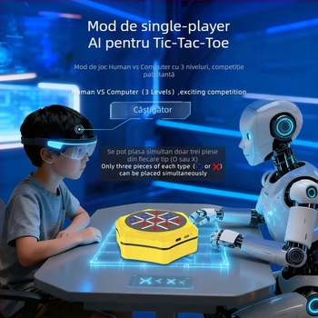 Tablă Tic-Tac-Toe 4-în-1/5-în-1, multifuncțională, jucărie electronică educativă pentru copii – joc interactiv pentru doi, dezvoltare gândire și coordonare mână-ochi, construcție din plastic