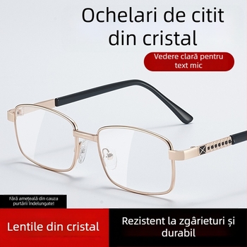 Ochelari de lectură Kaffa, ramă din metal, lentile asferice, formă pătrată