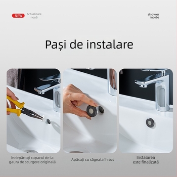 Capac decorativ pentru orificiul de preaplin al chiuvetei din oțel inox, montaj încorporat, stil lux ușor, electroplating, de la Chaochen kitchen and bathroom