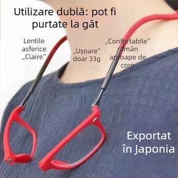 Ochelari de lectură ultrauși, pliabili, cu bretea magnetică pentru gât, anti-lumină albastră, unisex