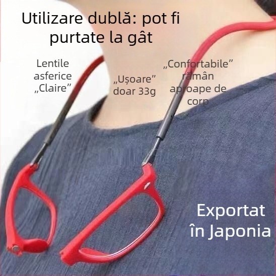 Ochelari de lectură ultrauși, pliabili, cu bretea magnetică pentru gât, anti-lumină albastră, unisex