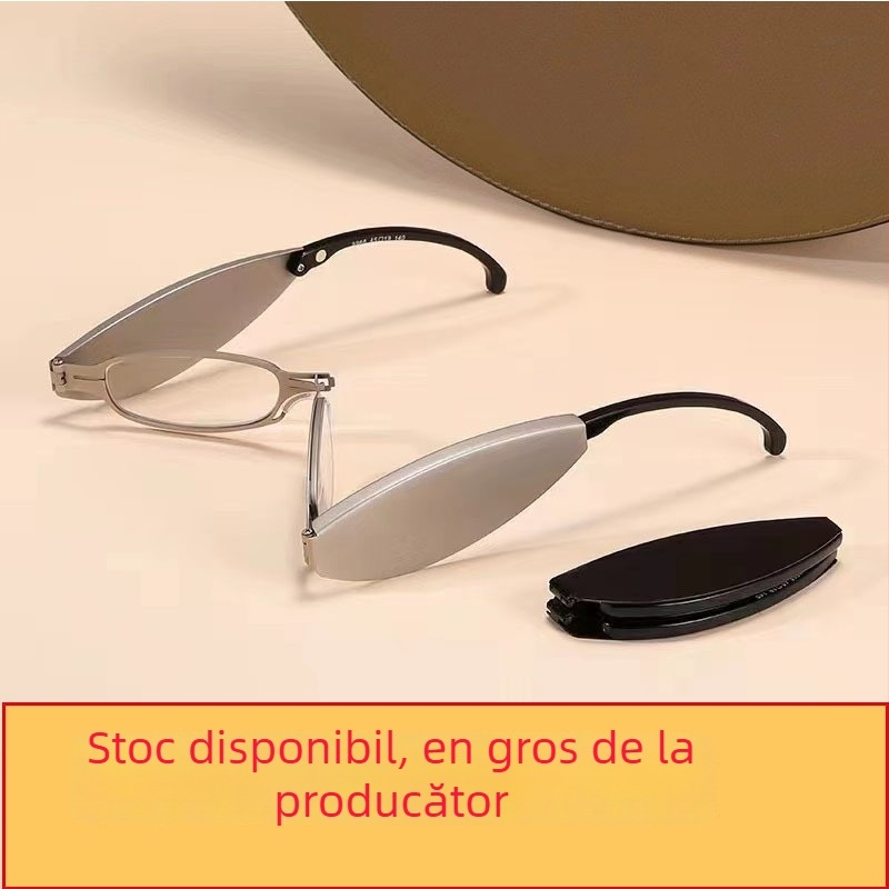 Ochelari de citit - pliabili, compacți, lentile din rășină, ramă ovală, ramă completă, ramă metal/TR90, model 6028, pentru adulți