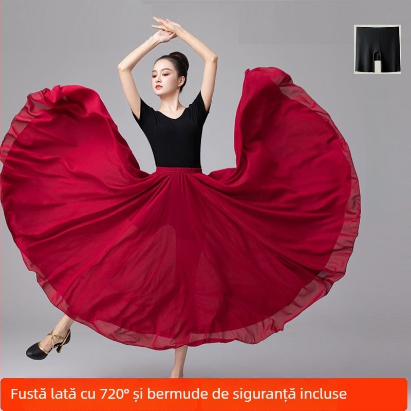 Costum de belly dance unisex, fustă cu două straturi de 720°, material bumbac-poliester (≥95% bumbac), vara 2022