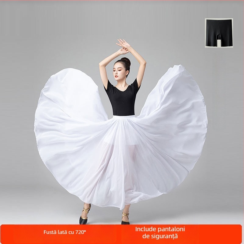 Costum de belly dance unisex, fustă cu două straturi de 720°, material bumbac-poliester (≥95% bumbac), vara 2022