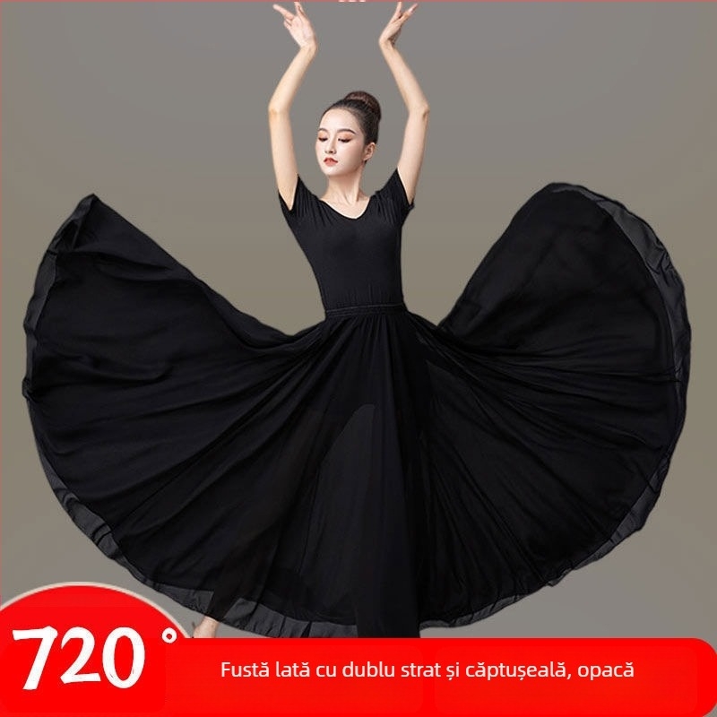 Costum de belly dance unisex, fustă cu două straturi de 720°, material bumbac-poliester (≥95% bumbac), vara 2022