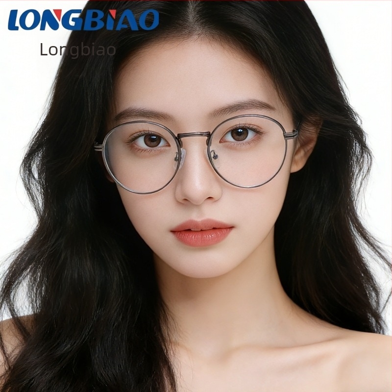 Ochelari de citit Long Biao, lentile PC, protecție împotriva luminii albastre, ramă metalică ovală