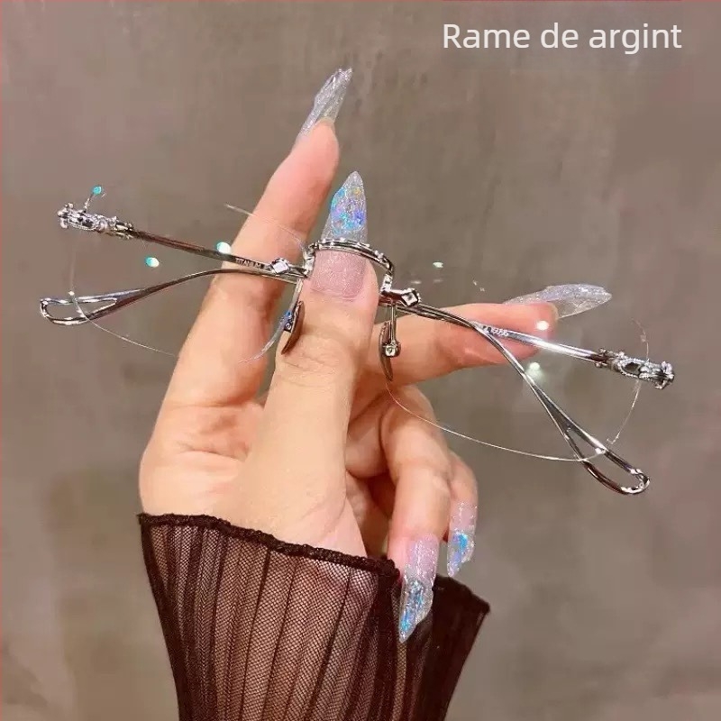 Ochelari de citit fără ramă, pătrați, cu lentile din rășină, anti-lumină albastră, cu suport pentru miopie, ramă PC și metal, lansare primăvara 2023