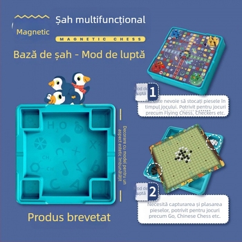 Set magnetic All-in-One de jocuri de masă cu Flying Chess, Backgammon și Checkers