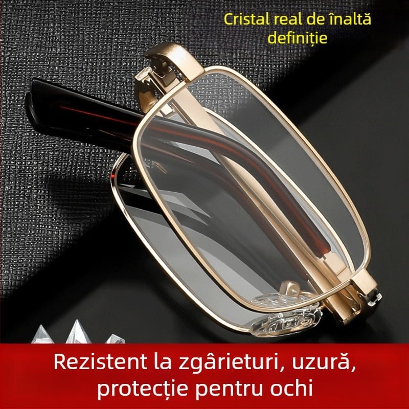 Ochelari de citit cu lentile din cristal, pliabili, portabili, model 801, de înaltă calitate