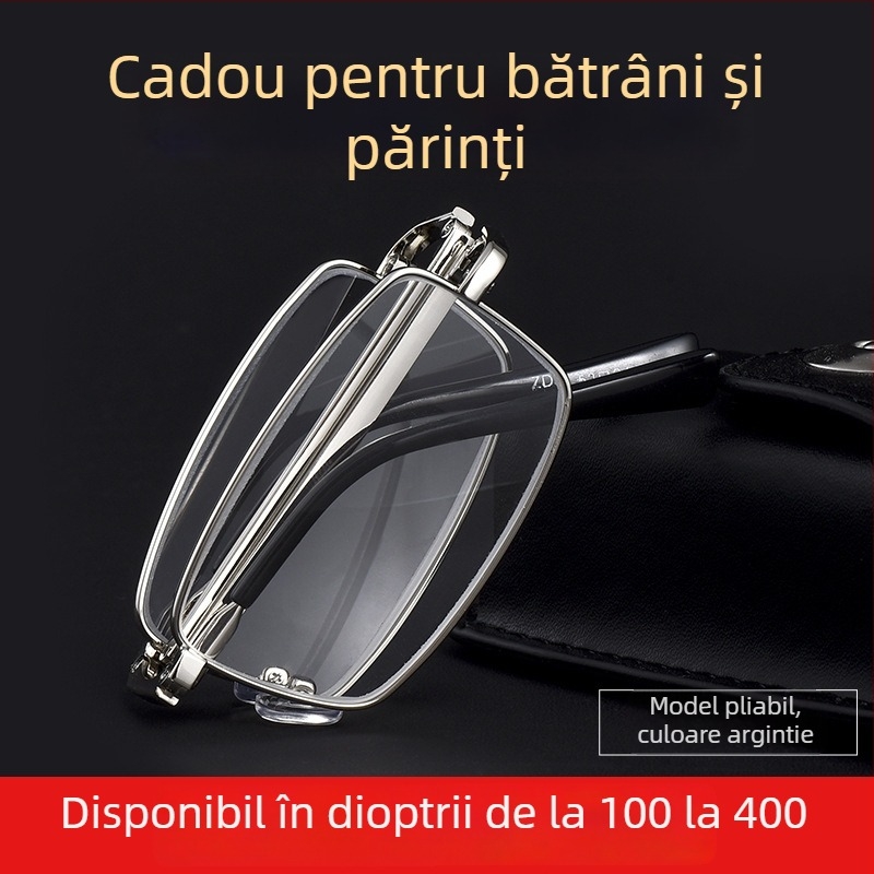 Ochelari de citit cu lentile din cristal, pliabili, portabili, model 801, de înaltă calitate