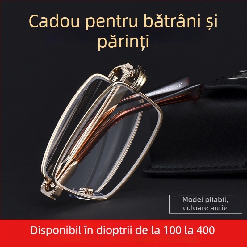 Ochelari de citit cu lentile din cristal, pliabili, portabili, model 801, de înaltă calitate