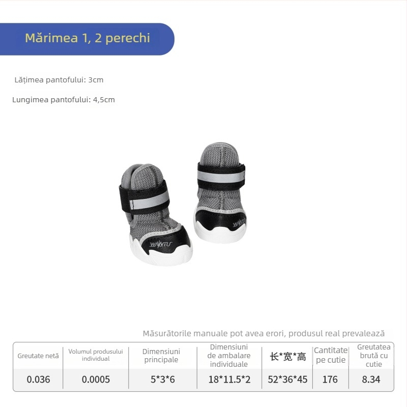 wakytu Pantofi pentru câini – Antiderapant, Cald, Material Plasă Casual (C367)