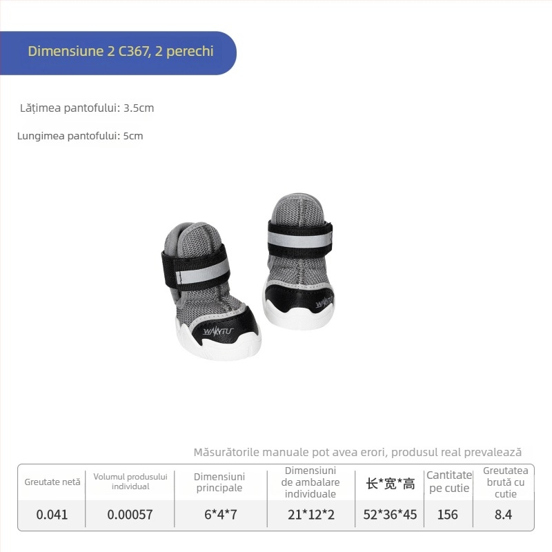 wakytu Pantofi pentru câini – Antiderapant, Cald, Material Plasă Casual (C367)