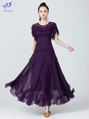 Costum de antrenament pentru ballroom dance (Yihuang, Milk Silk Gauze, Polyester + Spandex, Femeie, Costum de scenă obișnuit)