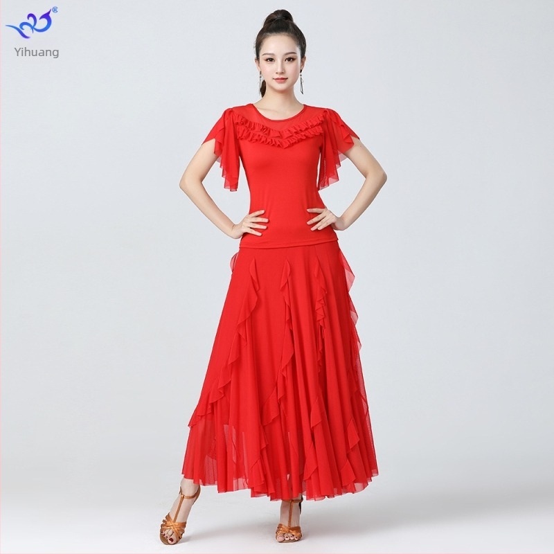 Costum de antrenament pentru ballroom dance (Yihuang, Milk Silk Gauze, Polyester + Spandex, Femeie, Costum de scenă obișnuit)