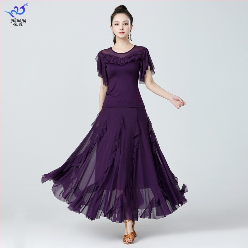 Costum de antrenament pentru ballroom dance (Yihuang, Milk Silk Gauze, Polyester + Spandex, Femeie, Costum de scenă obișnuit)