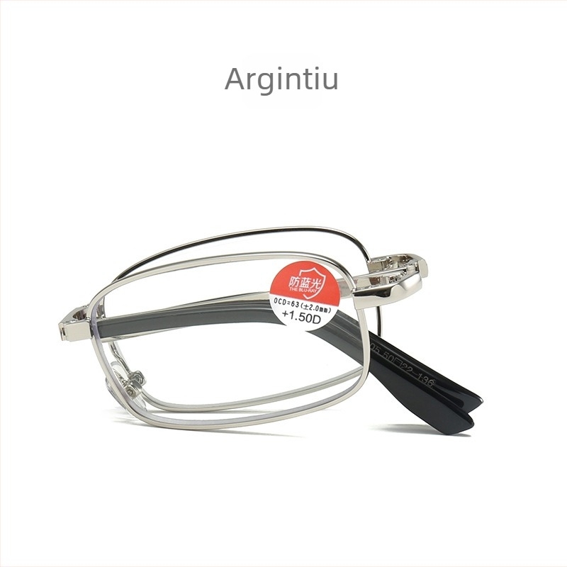 Ochelari de citit, ramă metalică completă, lentile PC, protecție împotriva luminii albastre, rezistență la radiații, formă ovală