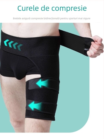 Centură de protecție a taliei pentru sport, cu protecții pentru zona inghinală și coapsă — anti-tensionare musculară (Cauciuc cloroprenic, adulți, protecție talie)