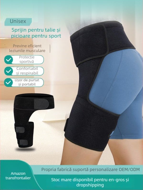 Centură de protecție a taliei pentru sport, cu protecții pentru zona inghinală și coapsă — anti-tensionare musculară (Cauciuc cloroprenic, adulți, protecție talie)