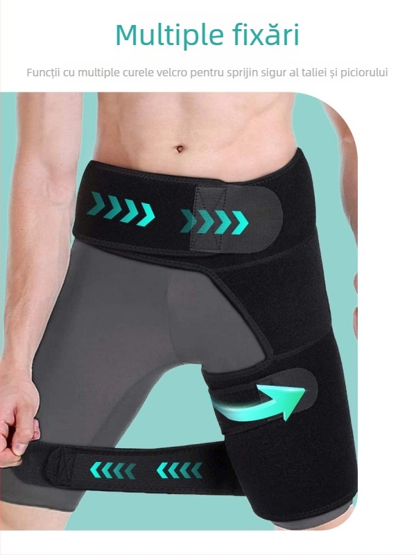 Centură de protecție a taliei pentru sport, cu protecții pentru zona inghinală și coapsă — anti-tensionare musculară (Cauciuc cloroprenic, adulți, protecție talie)