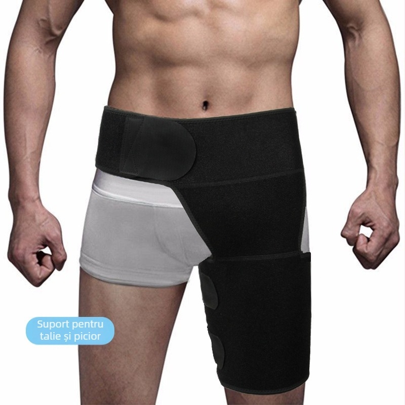 Centură de protecție a taliei pentru sport, cu protecții pentru zona inghinală și coapsă — anti-tensionare musculară (Cauciuc cloroprenic, adulți, protecție talie)