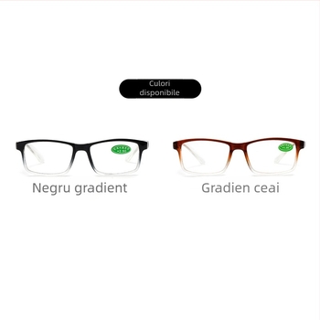 Ochelari de citit, lentile din sticlă, ramă integrală, ramă pătrată