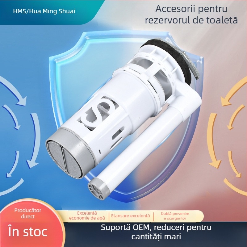 Set accesorii rezervor toaletă — ABS, supape de alimentare cu acționare manuală și de evacuare, stil Light Luxury, etichetare privată disponibilă
