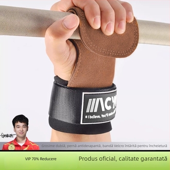 Mănuși de fitness cu protecție a încheieturii și a palmei, din piele microfibră, design cu patru degete, ideale pentru tracțiuni și ridicare greutăți