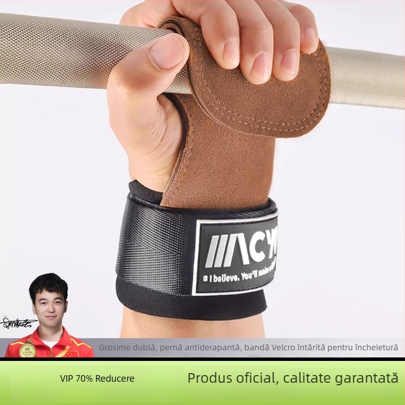 Mănuși de fitness cu protecție a încheieturii și a palmei, din piele microfibră, design cu patru degete, ideale pentru tracțiuni și ridicare greutăți