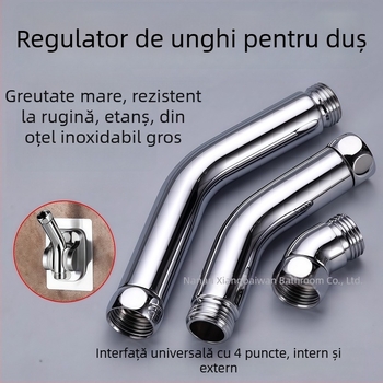 Regulator de unghi pentru duș, din oțel inoxidabil, finisaj cromat, montaj cu filet ascuns