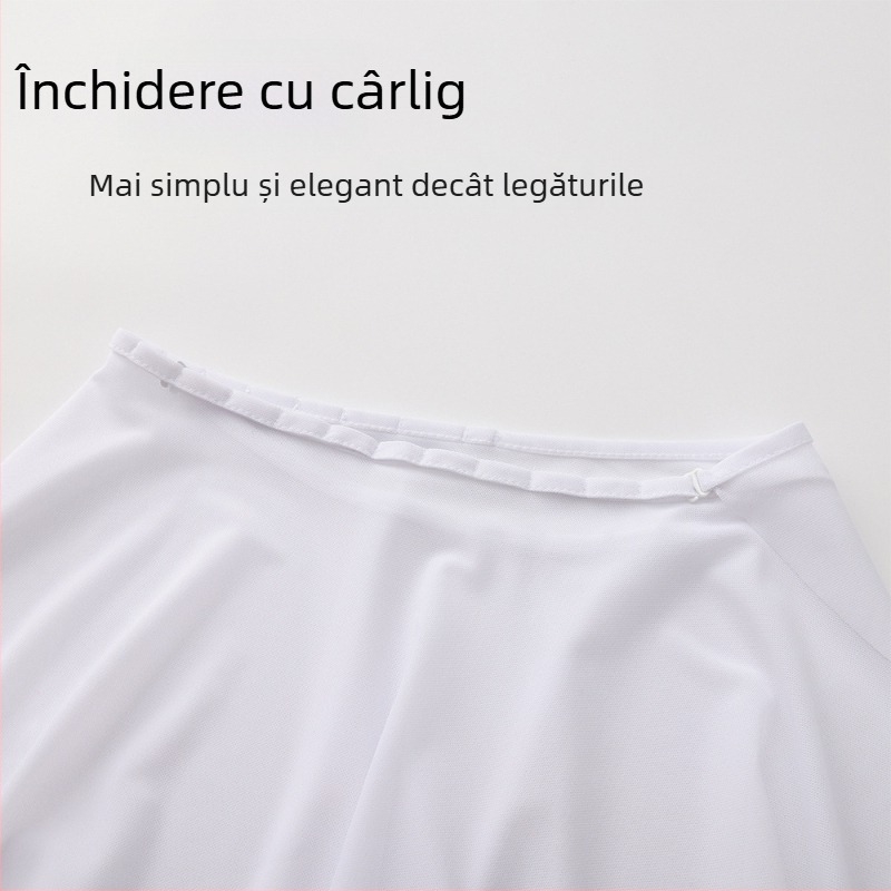 Fustă elastică din plasă pentru balet, cu închidere cu cataramă – fustă scurtă de dans pentru adulți
