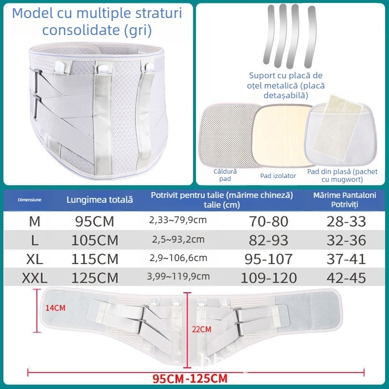 Curea de talie încălzită cu magneți – pentru adulți, sport, hernie de disc lombară, poliester