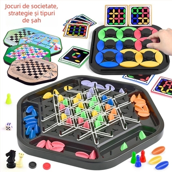 Jucărie educativă pentru copii: tablă de puzzle rotativ cu șah triunghiular, joc interactiv părinte-copil, din plastic, 4–14 ani, dezvoltare cognitivă și motorie
