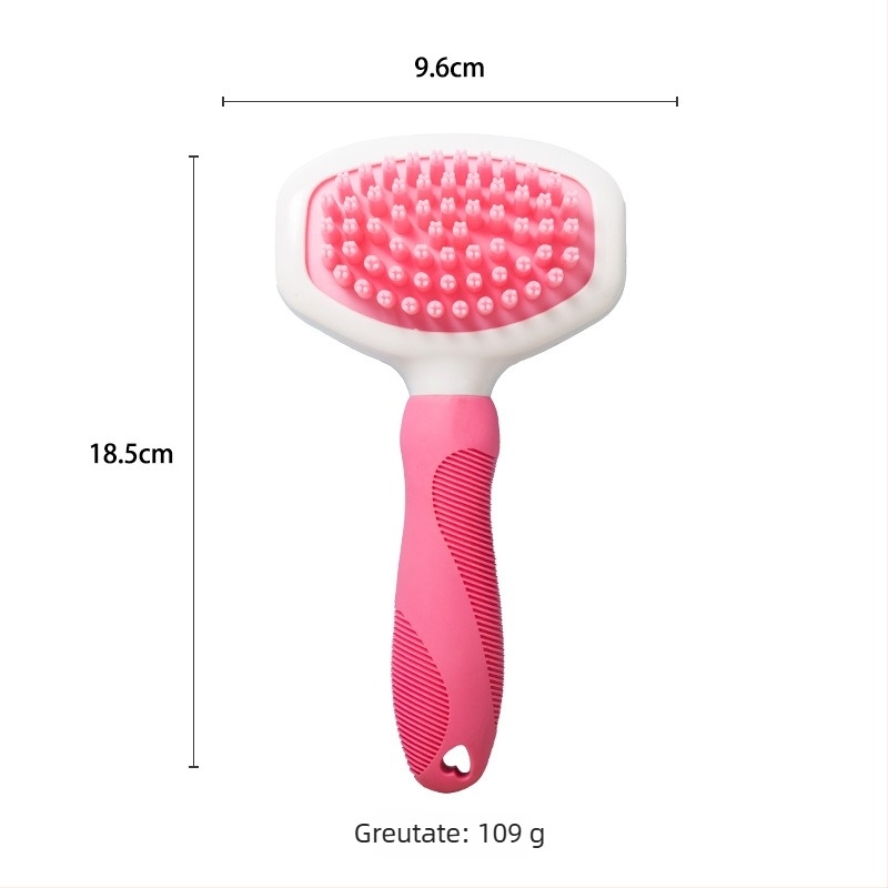 Perie de îngrijire pentru animale, deshedding, cu cap de pieptene arcuit, material TPR, potrivită pentru câini cu păr scurt