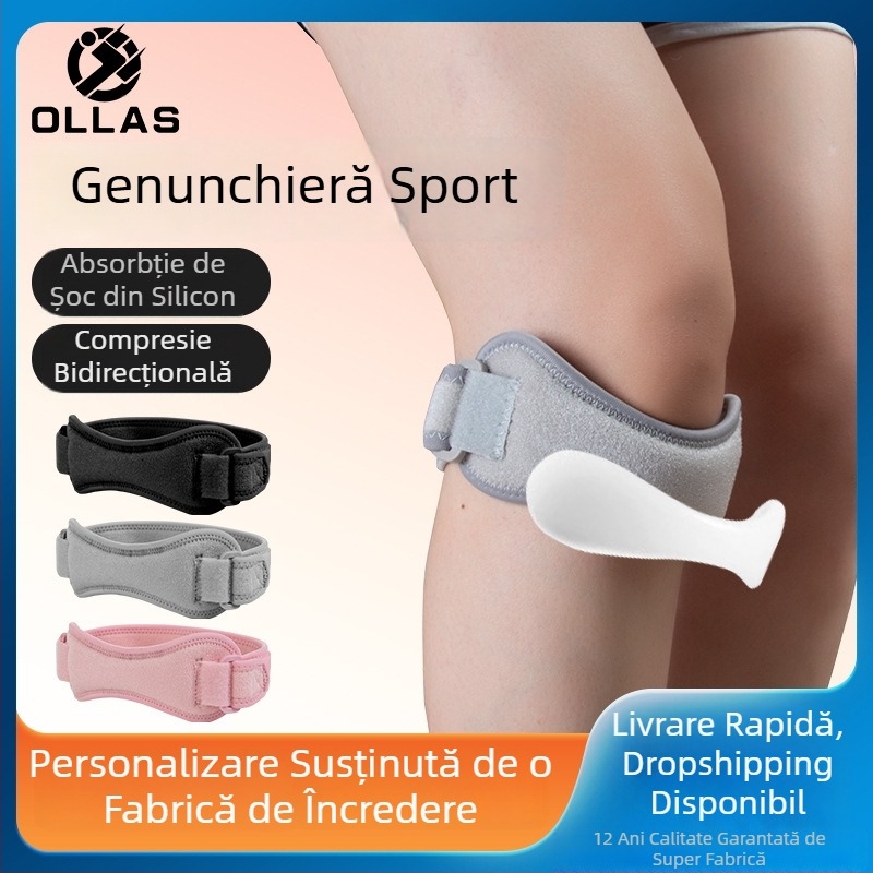 Bandă patelară reglabilă, respirabilă, pentru sporturi în aer liber, antrenament, baschet, protecția genunchilor și absorbția șocurilor