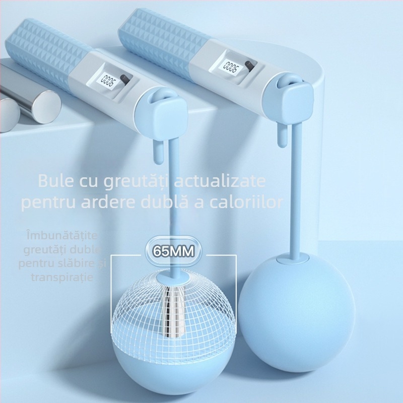 Sfoară de sărit cu greutate – îmbunătățită, cu numărător, dublă utilizare, mânere din ABS