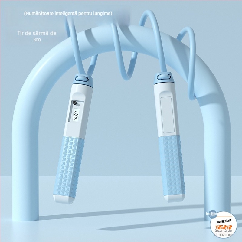 Sfoară de sărit cu greutate – îmbunătățită, cu numărător, dublă utilizare, mânere din ABS