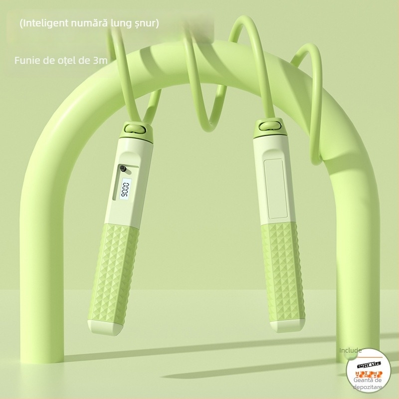 Sfoară de sărit cu greutate – îmbunătățită, cu numărător, dublă utilizare, mânere din ABS