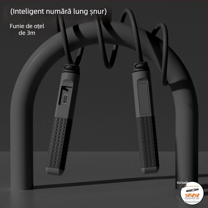 Sfoară de sărit cu greutate – îmbunătățită, cu numărător, dublă utilizare, mânere din ABS