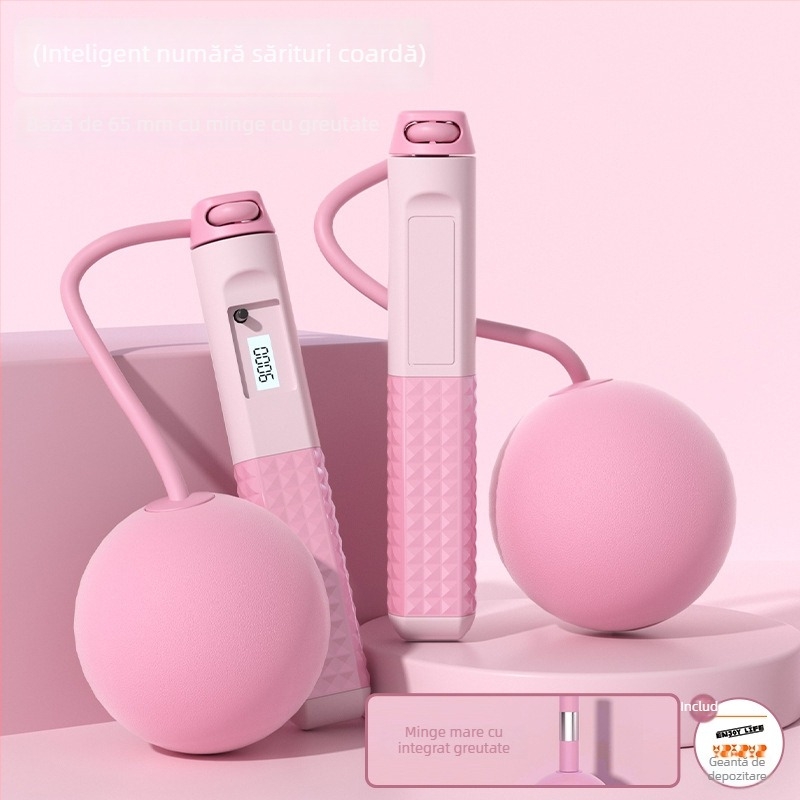 Sfoară de sărit cu greutate – îmbunătățită, cu numărător, dublă utilizare, mânere din ABS