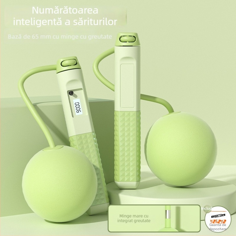Sfoară de sărit cu greutate – îmbunătățită, cu numărător, dublă utilizare, mânere din ABS