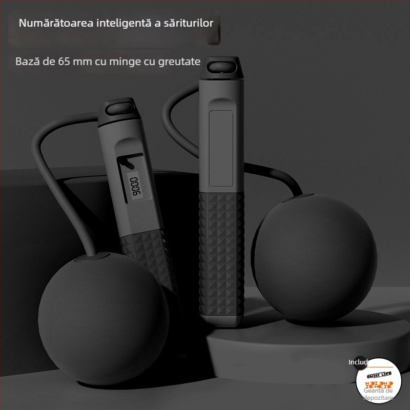 Sfoară de sărit cu greutate – îmbunătățită, cu numărător, dublă utilizare, mânere din ABS