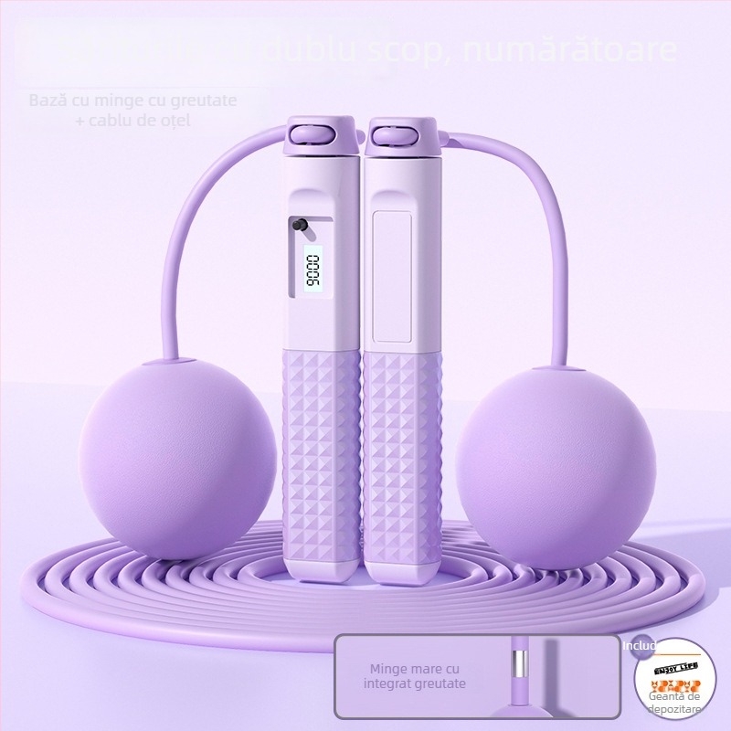 Sfoară de sărit cu greutate – îmbunătățită, cu numărător, dublă utilizare, mânere din ABS