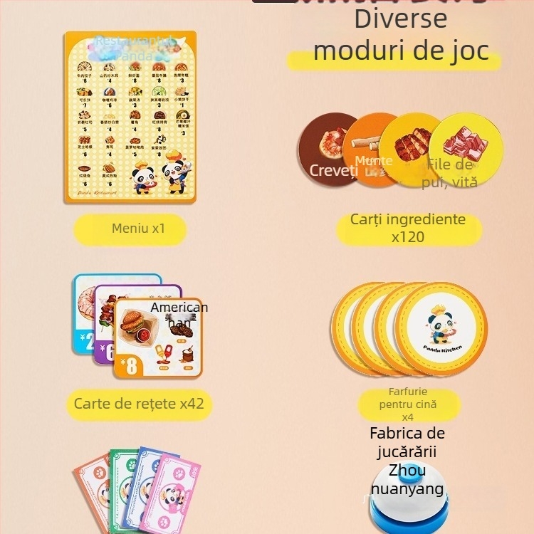 Panda Chinese Restaurant – joc de societate pentru copii, simulare management restaurant, învățare matematică, antrenament de concentrare; Material: Alt; Brand: Produse noi; Categoria 3C: Jucării pentru vârsta peste 14 ani; Vârsta potrivită: 0-3 ani; Clasi