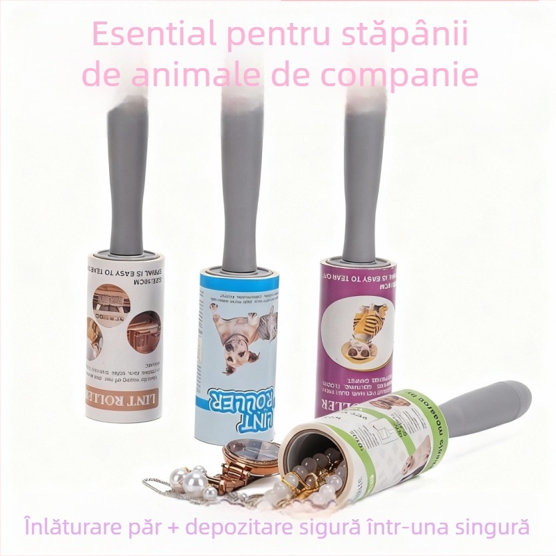 Welbom Rolă pentru păr de animale de companie, construcție din plastic, perie rotundă, pentru haine