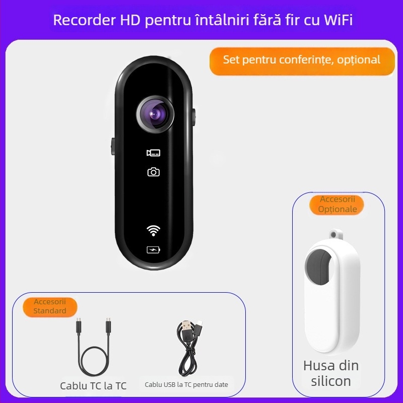 Cameră pentru deget pentru animale de companie, model P3, senzor 2 MP, corp ABS, baterie de 3 ore, pentru exterior cu husă din silicon rezistentă la apă